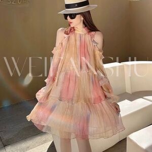 Silk Tiered Chiffon Dress – Size S